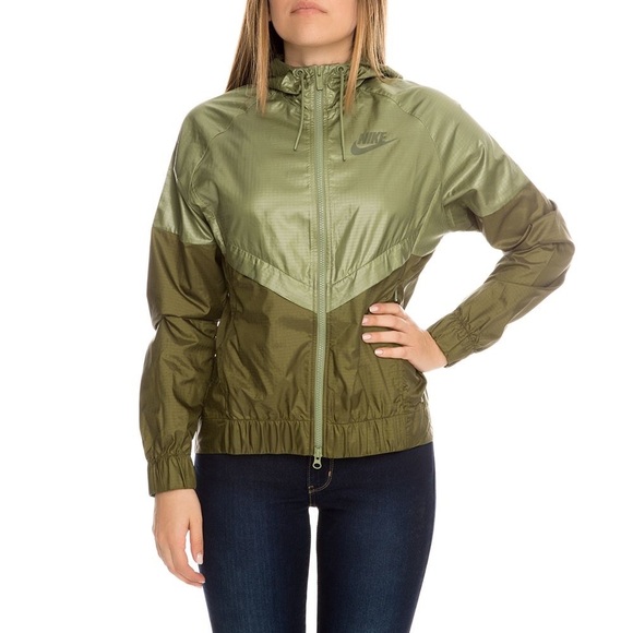 Nike Women’s Olive Green Windbreaker Rain Coat Zip Up Jacket Size Small - Picture 2 of 15